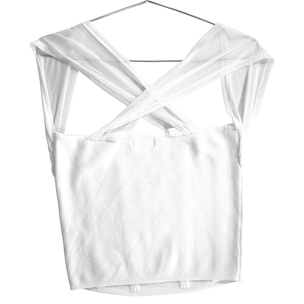 Promise The Label White Mesh Strap Corset Knit Top Crisscross Back Medium - Picture 4 of 11